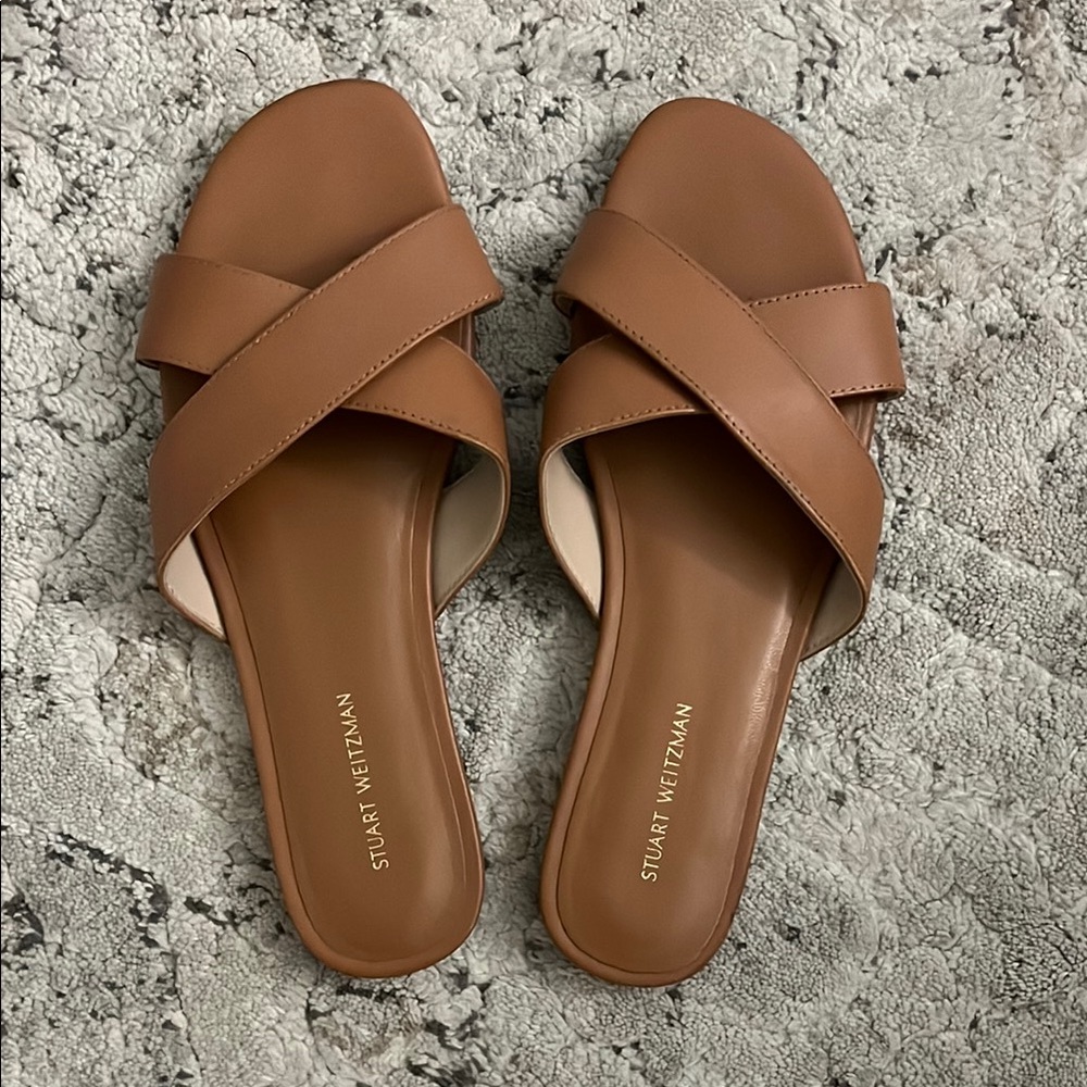 Stuart Weitzman Women's Tan Slide Sandals